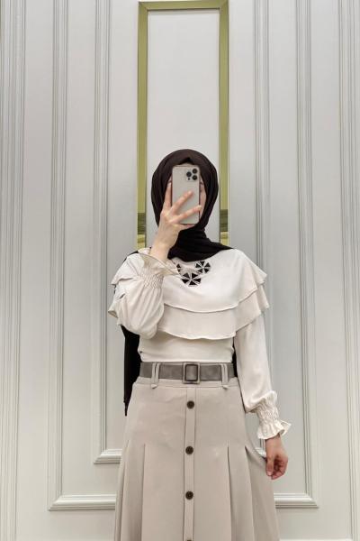 Yeni Model Krep Kumaş Gömleğim Taş