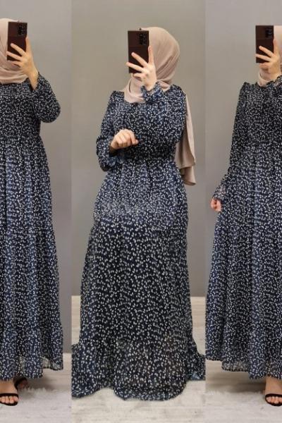 Yeni Model Şifon Elbisem Lacivert