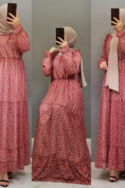 Yeni Model Şifon Elbisem Pembe