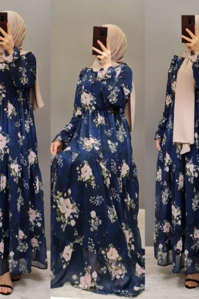 Yeni Model Şifon Elbisem  Lacivert