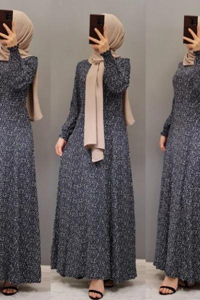 Yeni Model Viskon Elbisem Lacivert