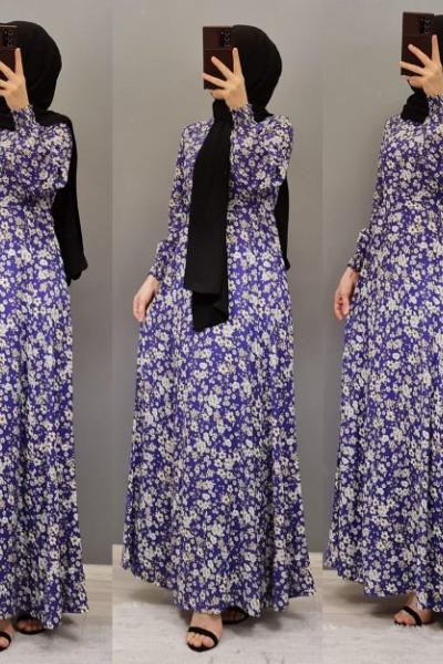 Yeni Model Viskon Elbisem  Mor