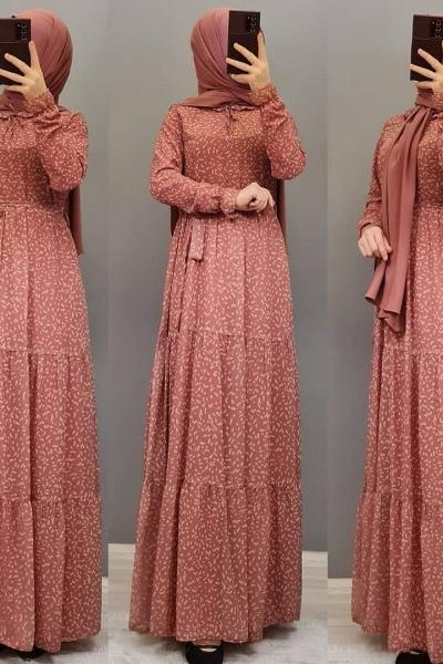 Yeni Model Şifon Elbisem Pembe