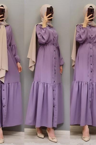 Yeni Model Ayrobin Elbisem Lila