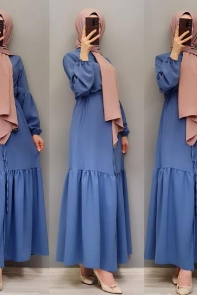 Yeni Model Ayrobin Elbisem Mavi