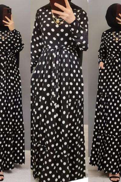Yeni Model Puanlı Elbisem Siyah