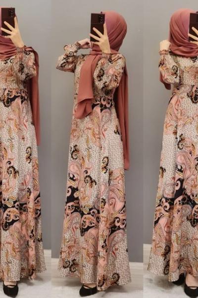 Yeni Model Viskon Elbisem Bej