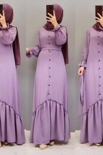 Yeni Model Ayrobin Elbisem Lila