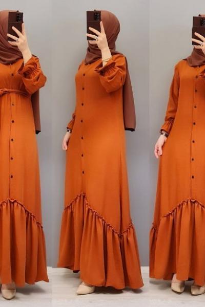 Yeni Model Ayrobin Elbisem Kiremit