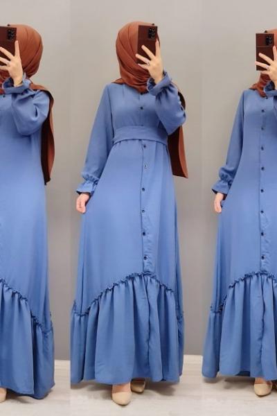 Yeni Model Ayrobin Elbisem İndigo