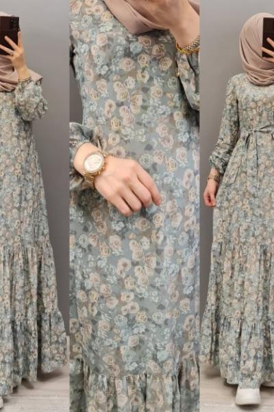 Yeni Model Paraşüt Kumaş Elbisem Mint Yeşili