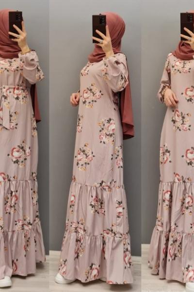 Yeni Model Paraşüt Kumaş Elbisem Gül