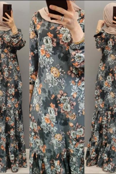 Yeni Model Paraşüt Kumaş Elbisem Yeşil