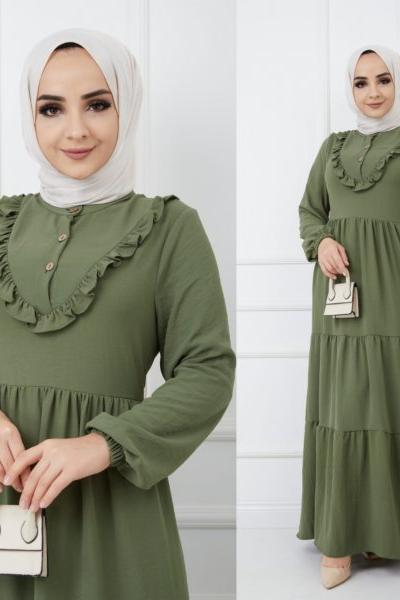 Yeni Model Ayrobin Elbisem Haki