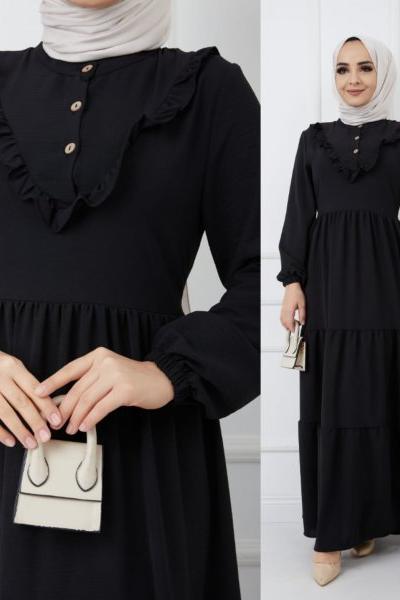 Yeni Model Ayrobin Elbisem Siyah