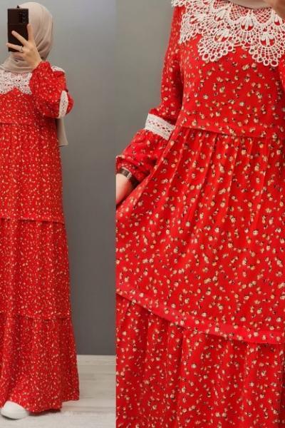 Yeni Model Çalıkuşu Elbisem Kırmızı