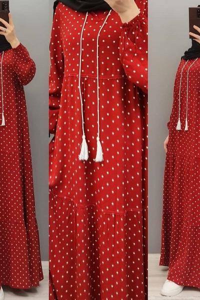 Yeni Model Puanlı Elbisem Kırmızı