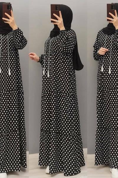 Yeni Model Puanlı Elbisem Siyah