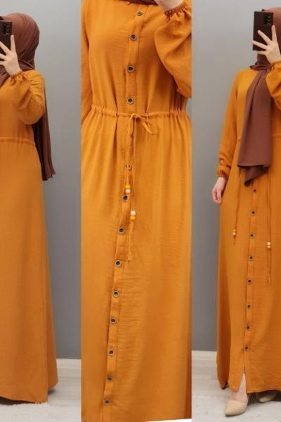 Yeni Model Ayrının Elbisem Hardal Sarısı