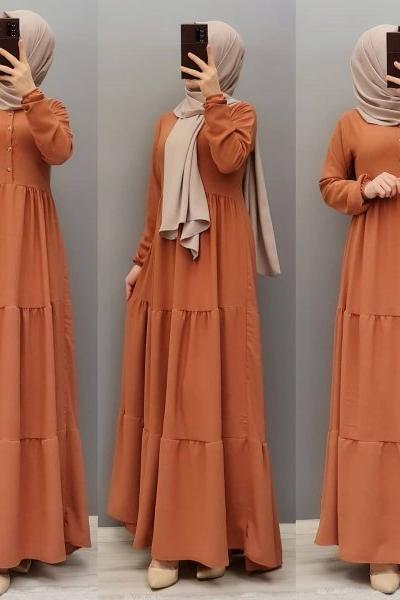 Yeni Model Ayrobin Elbisem Kiremit