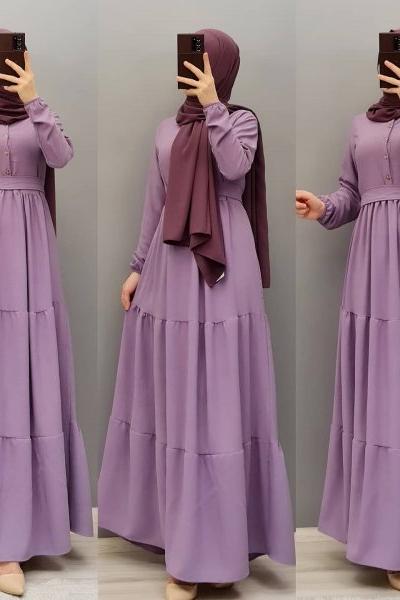 Yeni Model Ayrobin Elbisem Lila