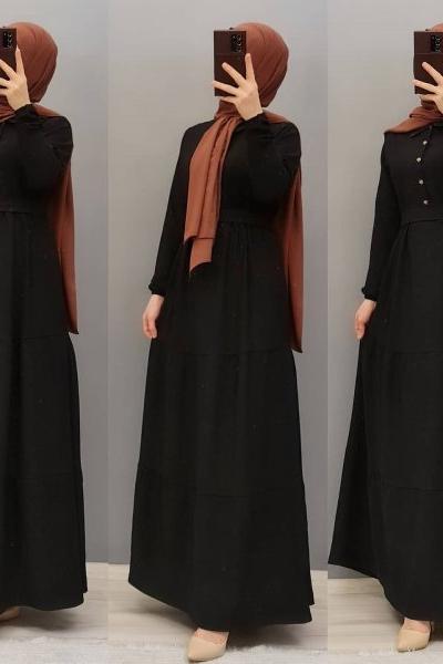 Yeni Model Ayrobin Elbisem Siyah