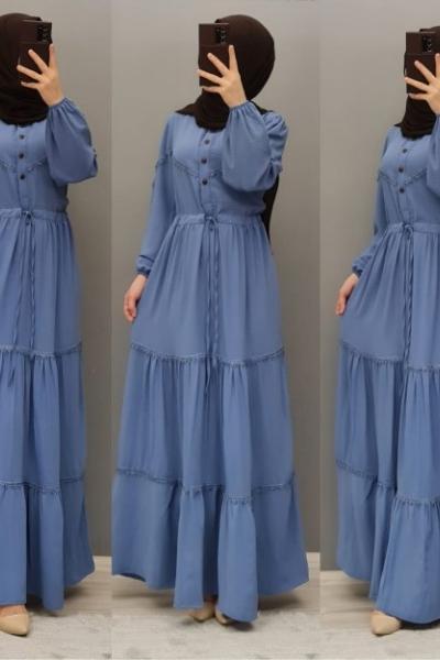 Yeni Model Ayrobin Elbisem İndigo