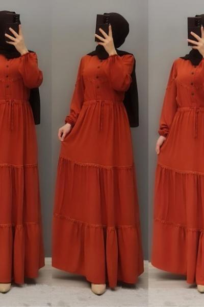 Yeni Model Ayrobin Elbisem Kiremit