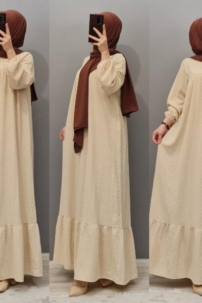 Yeni Model Rahat Elbisem Krem