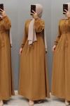 Yeni Model Puanlı Elbisem Koyu Camel