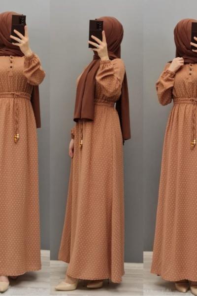 Yeni Model Puanlı Elbisem Gül