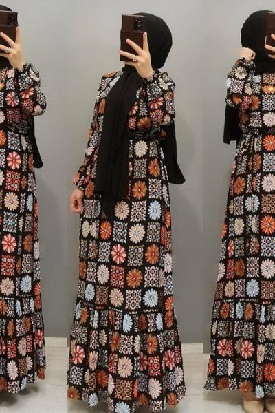 Yeni Model Etnik Elbisem Siyah