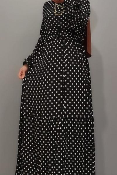 Yeni Model Puanlı Elbisem Siyah