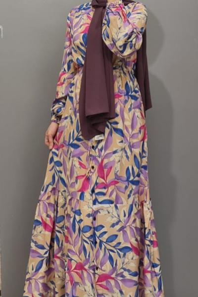 Yeni Model Pamuklu Viskon Elbisem Pembe