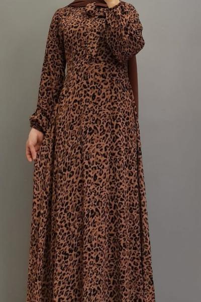 Yeni Model Şifon Leopar Elbisem Leopar