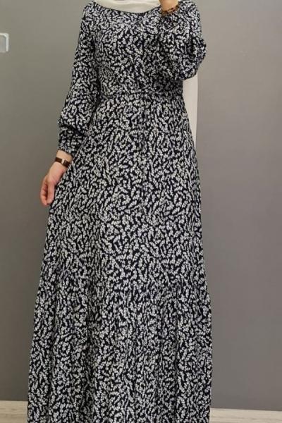 Yeni Model Pamuklu Elbisem Lacivert