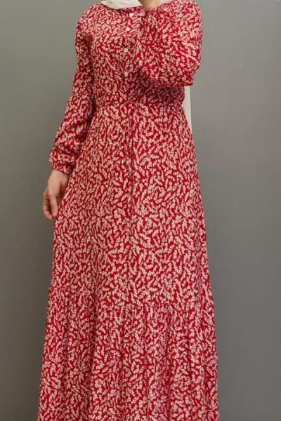 Yeni Model Pamuklu Elbisem Kırmızı