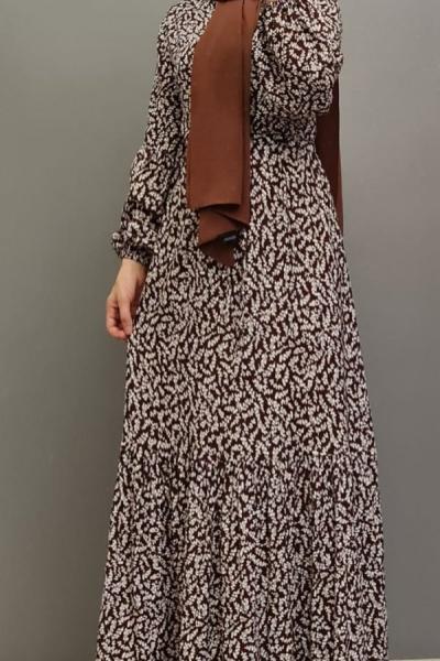 Yeni Model Pamuklu Elbisem Kahverengi