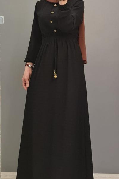 Yeni Model Ekose Elbisem Siyah