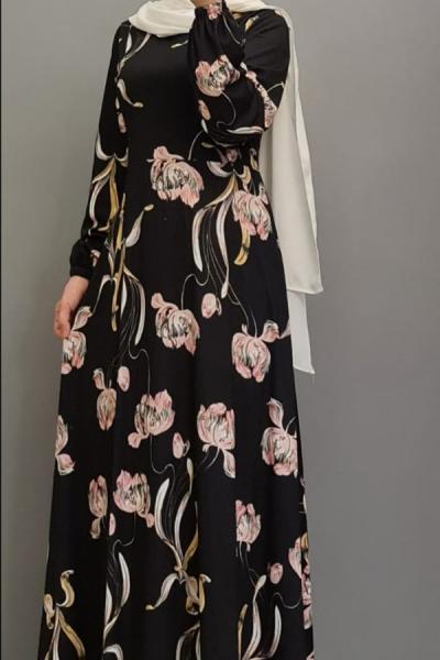 Yeni Model Likralı Penye Elbisem Siyah