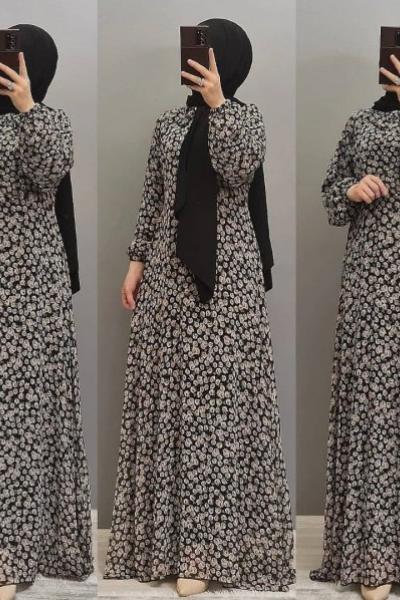 Yeni Model Şifon Elbisem  Siyah