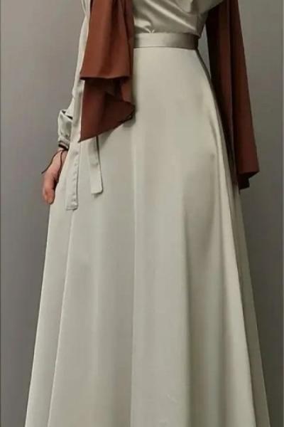 Yeni Model Saten Elbisem Mint Yeşili