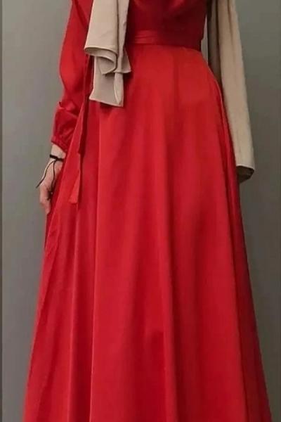 Yeni Model Saten Elbisem Kırmızı