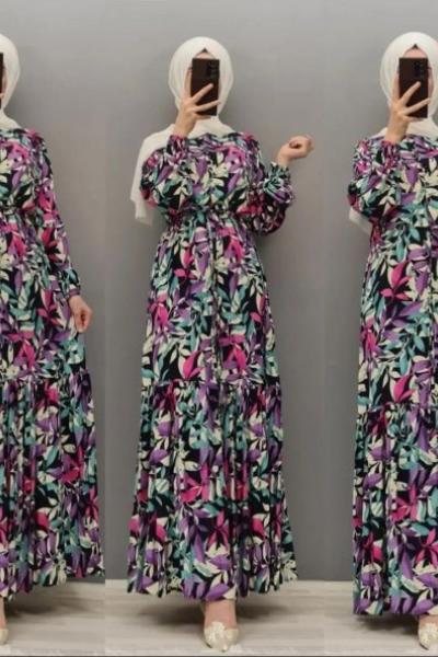 Yeni Model Pamuklu Viskon Elbisem Lacivert