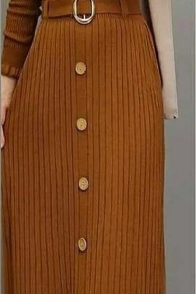 Yeni Model Triko Elbisem Kiremit