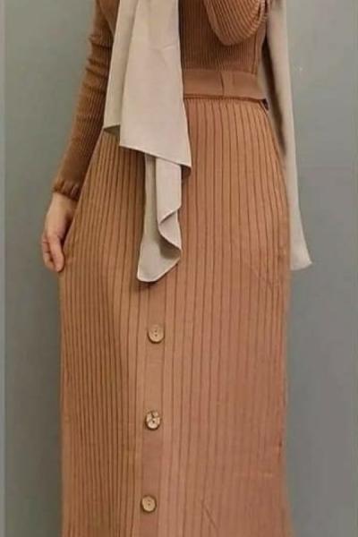 Yeni Model Triko Elbisem Gül