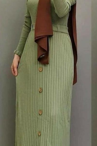 Yeni Model Triko Elbisem Yeşil