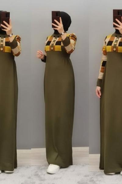 Yeni Model Triko Elbisem Haki