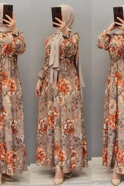 Yeni Model Krep Elbisem Vizon