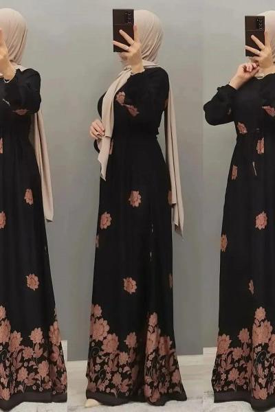 Yeni Model Desenli Elbisem Siyah